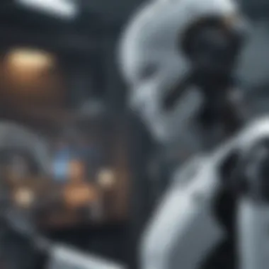 A futuristic robot interacting with advanced AI systems.