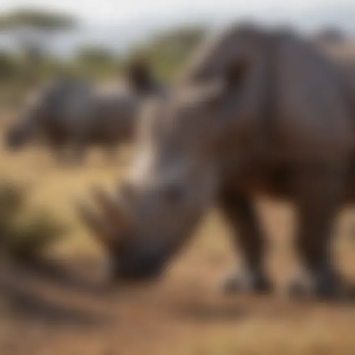 Map displaying the distribution of various rhino species in Africa