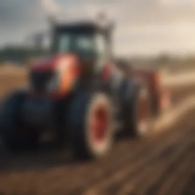 AI-powered tractor plowing a field