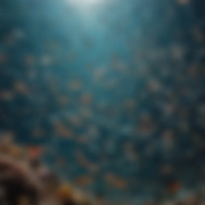A shoal of fish exhibiting coordinated swimming behavior.