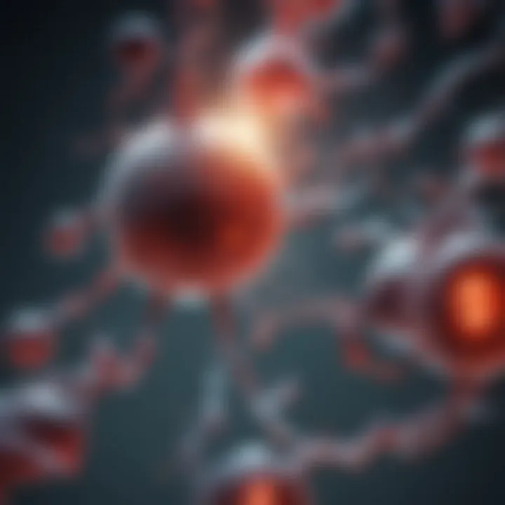 Illustration of oxygen molecules interacting in the bloodstream