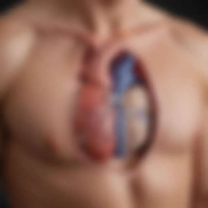 Illustration highlighting the pericardial fat pad location around the heart.