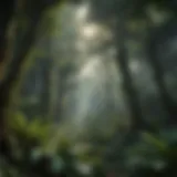 Lush rainforest canopy showcasing diverse plant species