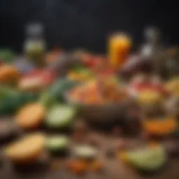 Colorful array of nutrient-rich foods promoting focus