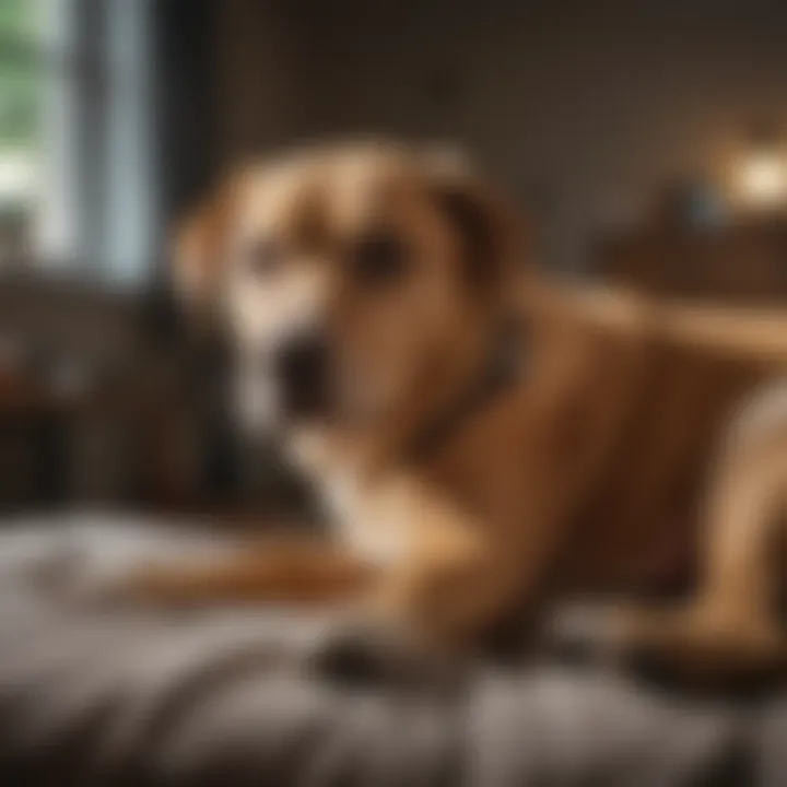 A dog receiving palliative care at home