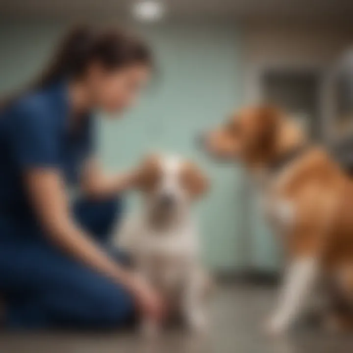Veterinarian discussing treatment options with a dog owner