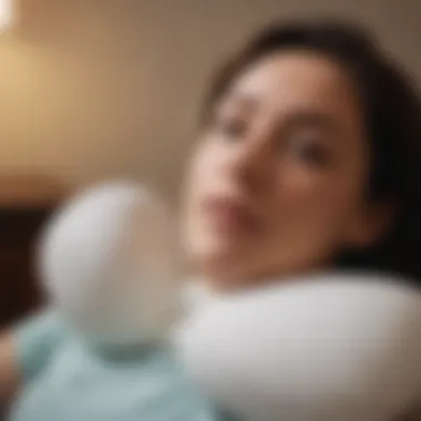 A user demonstrating the proper usage of a cervical pillow