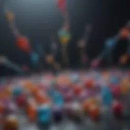 Colorful representation of neurotransmitters involved in mood regulation