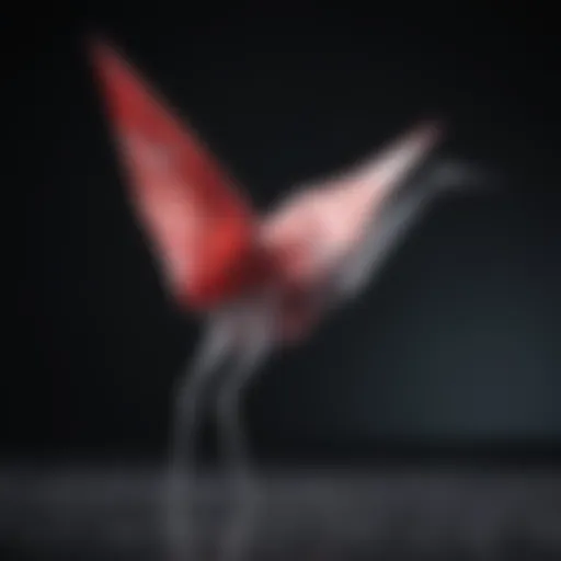 An intricate origami crane showcasing precision folding