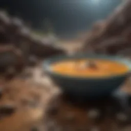 A visual representation of primordial soup, illustrating the biochemical environment of early Earth.