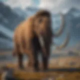 Reconstruction of a woolly mammoth in its natural habitat