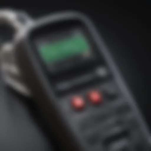 Close-up of a modern handheld breathalyzer showing digital readout