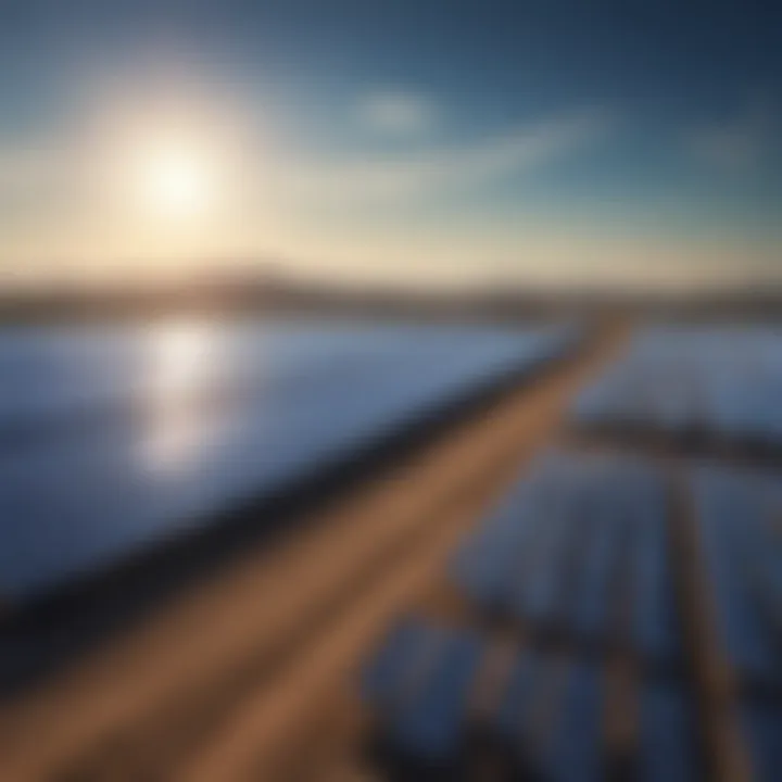 A solar farm under a clear blue sky harnessing renewable energy.