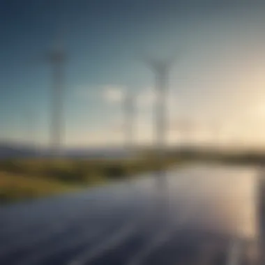 Solar panels and wind turbines in harmony with nature