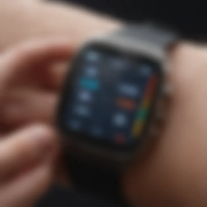 Close-up of smartwatch features and interface