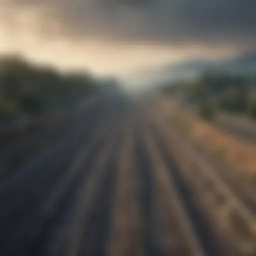 A panoramic view of an integrated road and railway system