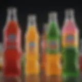 Colorful assortment of liquid diet beverages rich in nutrients