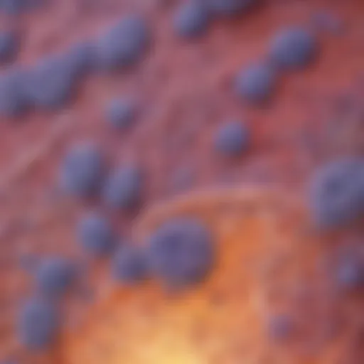Histological slide of lung cancer cells showcasing diverse cellular structures