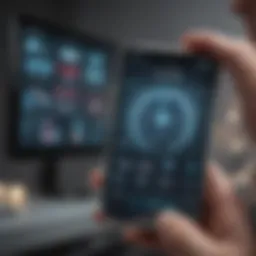 A conceptual illustration of a medical research app interface displaying data analytics.