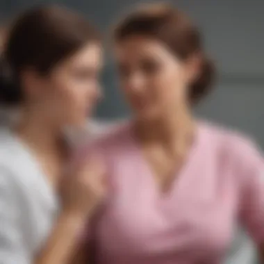 Emotional Support for Breast Cancer Patients Nurse providing emotional support to a breast cancer patient
