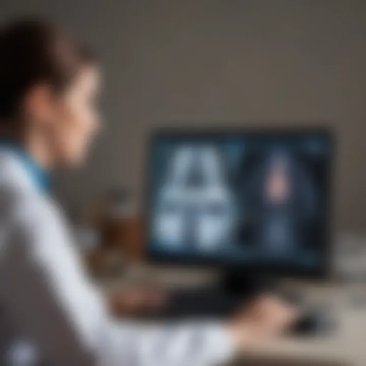 A healthcare professional using telemedicine technology for oncology consultations.