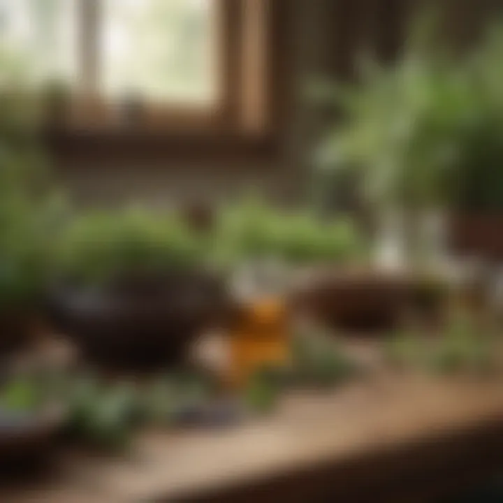 A variety of herbal remedies on a table
