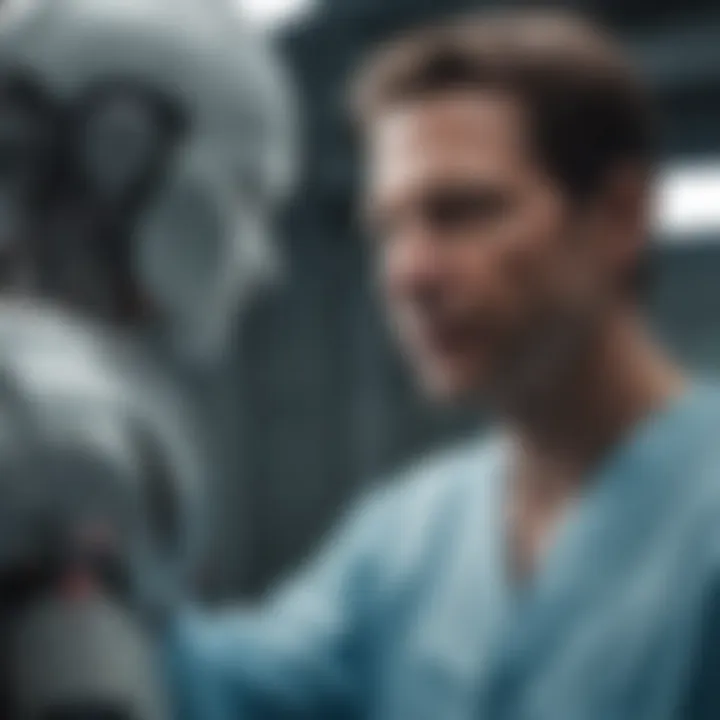 Visualization of a surgeon interacting with a robotic system, experiencing haptic sensations
