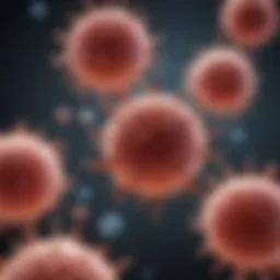 Illustration of B cells interacting with antigens