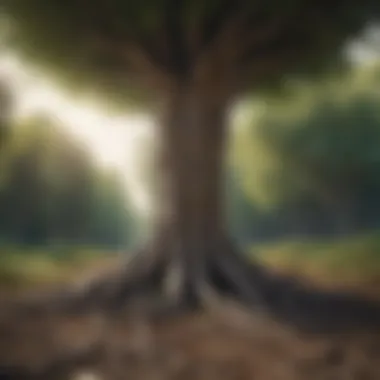 Environmental Influences on Mental Health Tree with deep roots symbolizing environmental influences