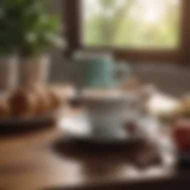 Lifestyle Choices for Diabetes Care A serene setting with a coffee cup and healthy foods, representing lifestyle choices for diabetes care.