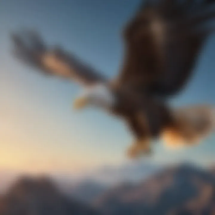An eagle soaring high in a clear blue sky, symbolizing freedom and power