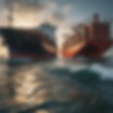 Understanding Environmental Challenges in Shipping Environmental impact of shipping depicted through ocean imagery.