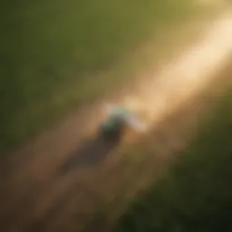 Aerial view of a farm showcasing pesticide application