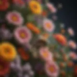 A diverse array of flowers that provide nectar and pollen for bees, illustrating the importance of floral diversity.