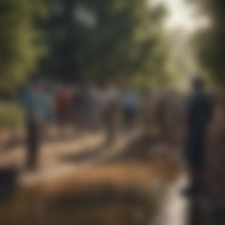 A community meeting discussing water conservation