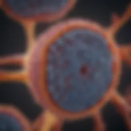 An abstract representation of dystrophy at the cellular level, highlighting affected tissues