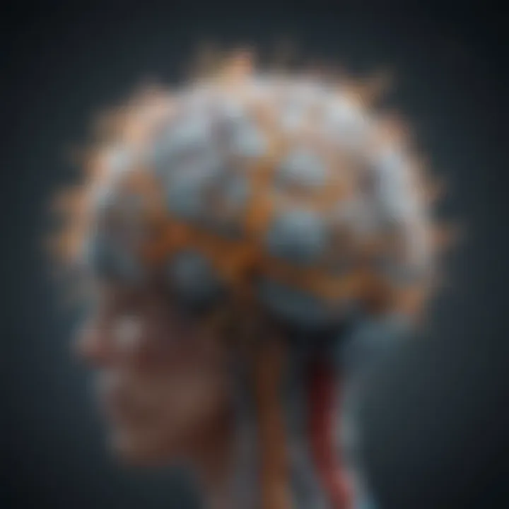 Illustration of neurotransmitter activity in the brain