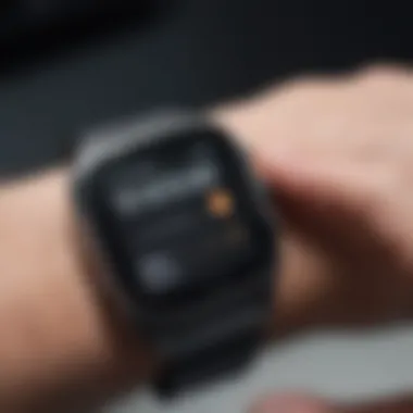 Health Insights at Your Fingertips Person examining health data on a smartwatch screen