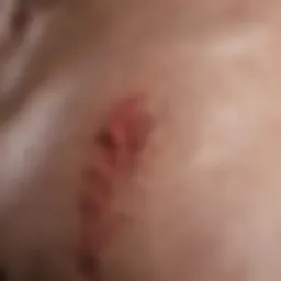 Close-up view of psoriasis lesions in the genital area