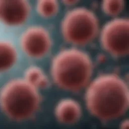 Illustration of mesenchymal stem cells interacting with tumor cells