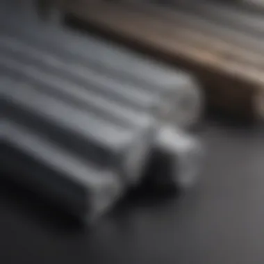 Detailed view of different reinforcement bar sizes