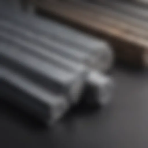 Detailed view of different reinforcement bar sizes