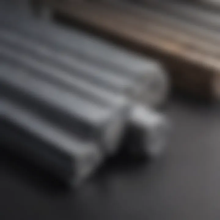 Detailed view of different reinforcement bar sizes