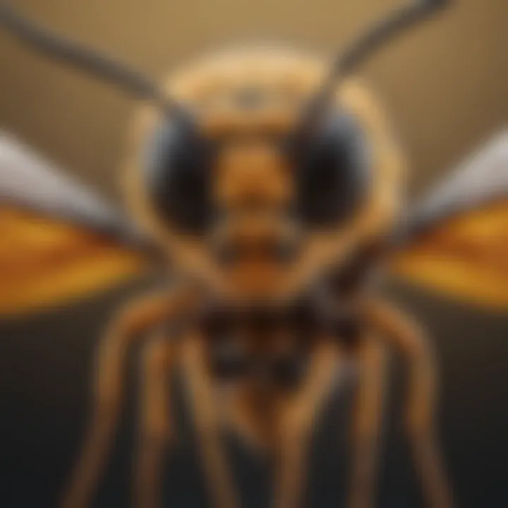 A close-up of a stinger wasp showcasing its intricate wing structure