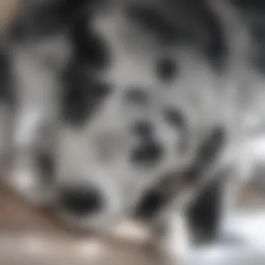 Dalmatian interacting playfully with its owner