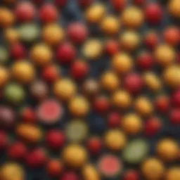 Fruits with varying glycemic index values arranged artistically