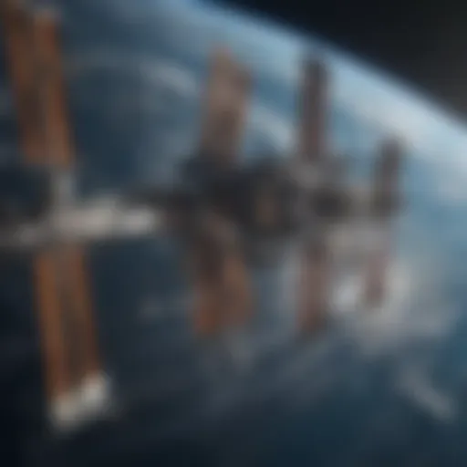 Exterior view of the International Space Station against the backdrop of Earth