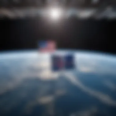 International collaboration symbolized by flags of various partnering countries at the ISS