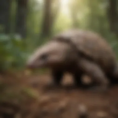 Pangolin in its natural habitat showcasing the diverse flora of its ecosystem