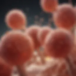 Illustration of acute myeloid leukemia cells in bone marrow.